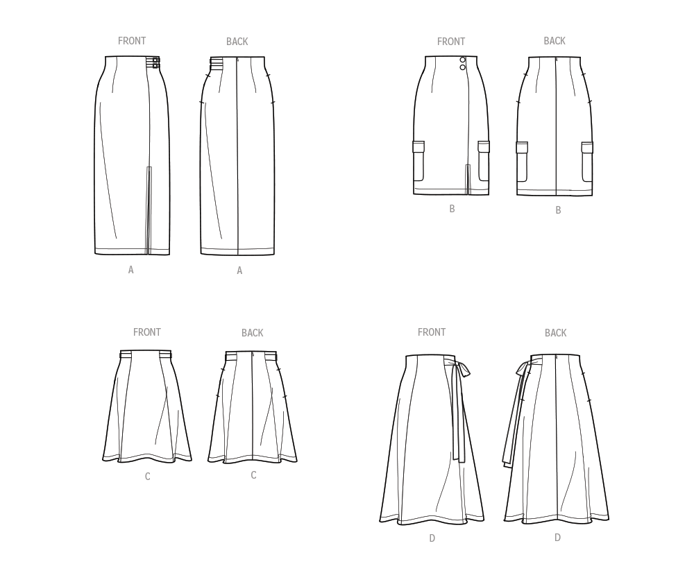 Simplicity sewing pattern S9683 envelope showing misses' skirts and trousers