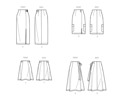 Simplicity sewing pattern S9683 envelope showing misses' skirts and trousers