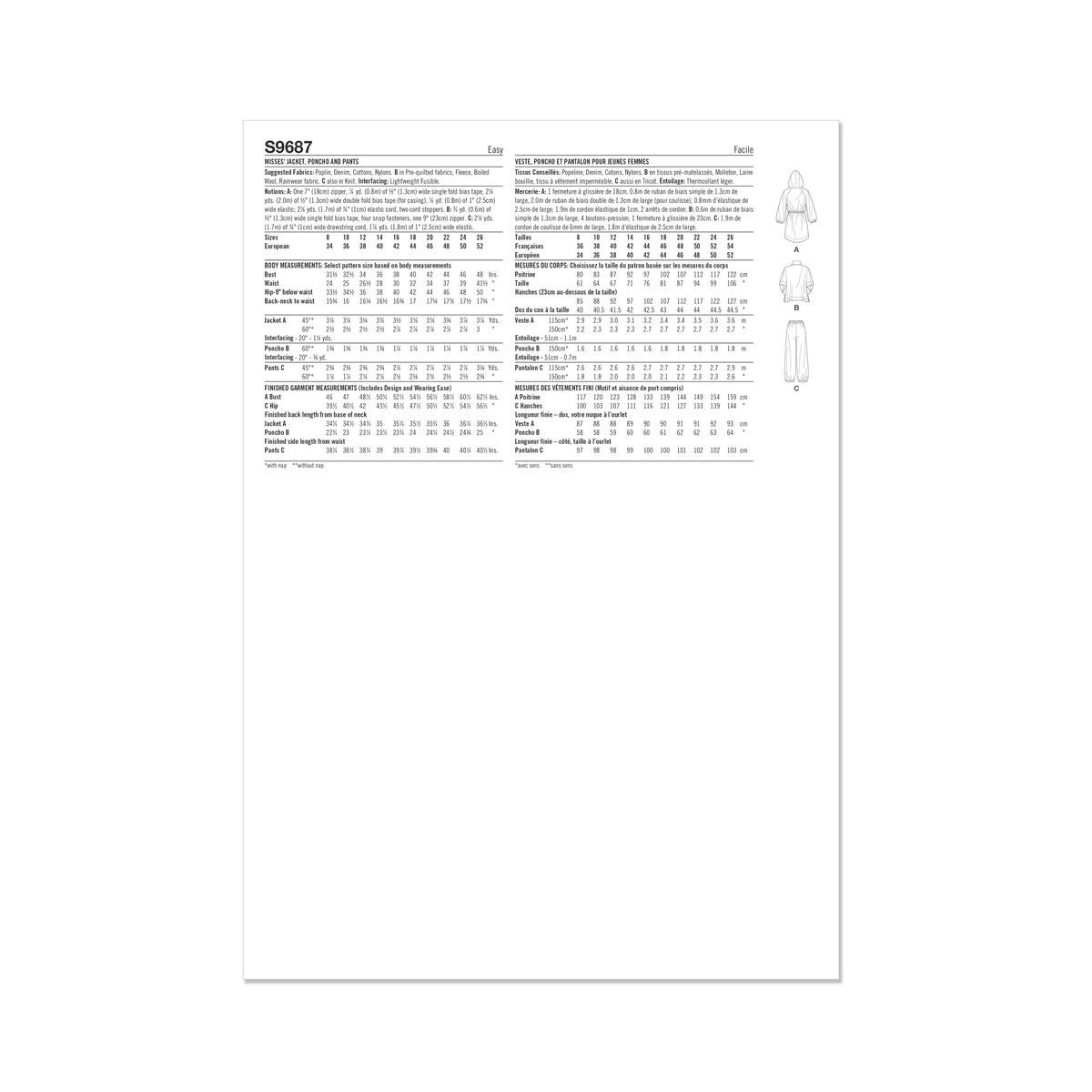 Simplicity sewing pattern S9687 envelope showing misses' casual wear