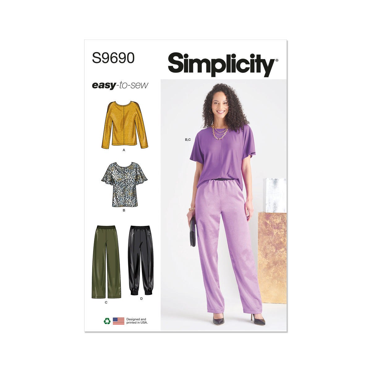 Simplicity sewing pattern S9690 envelope showing misses' casual wear