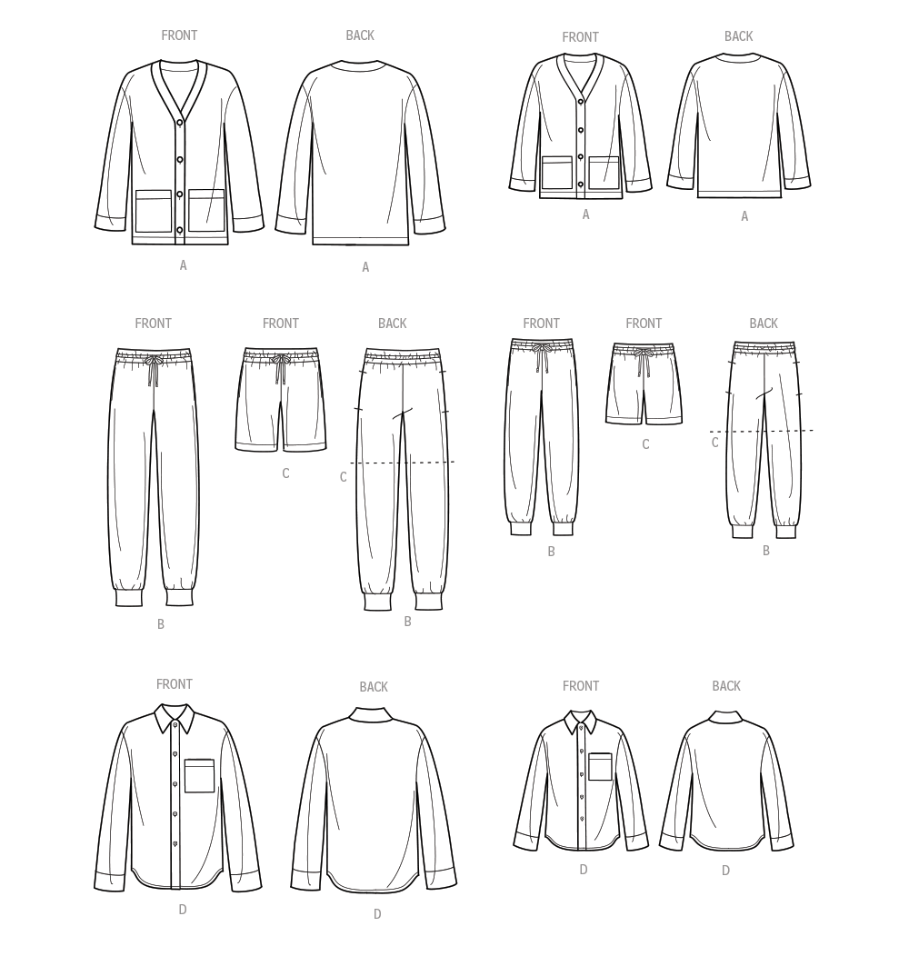 Simplicity sewing pattern S9691 envelope showing unisex sleepwear