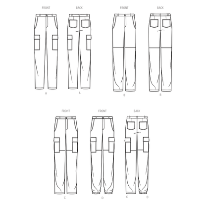 Simplicity sewing pattern S9693 envelope showing men's and boys' trousers