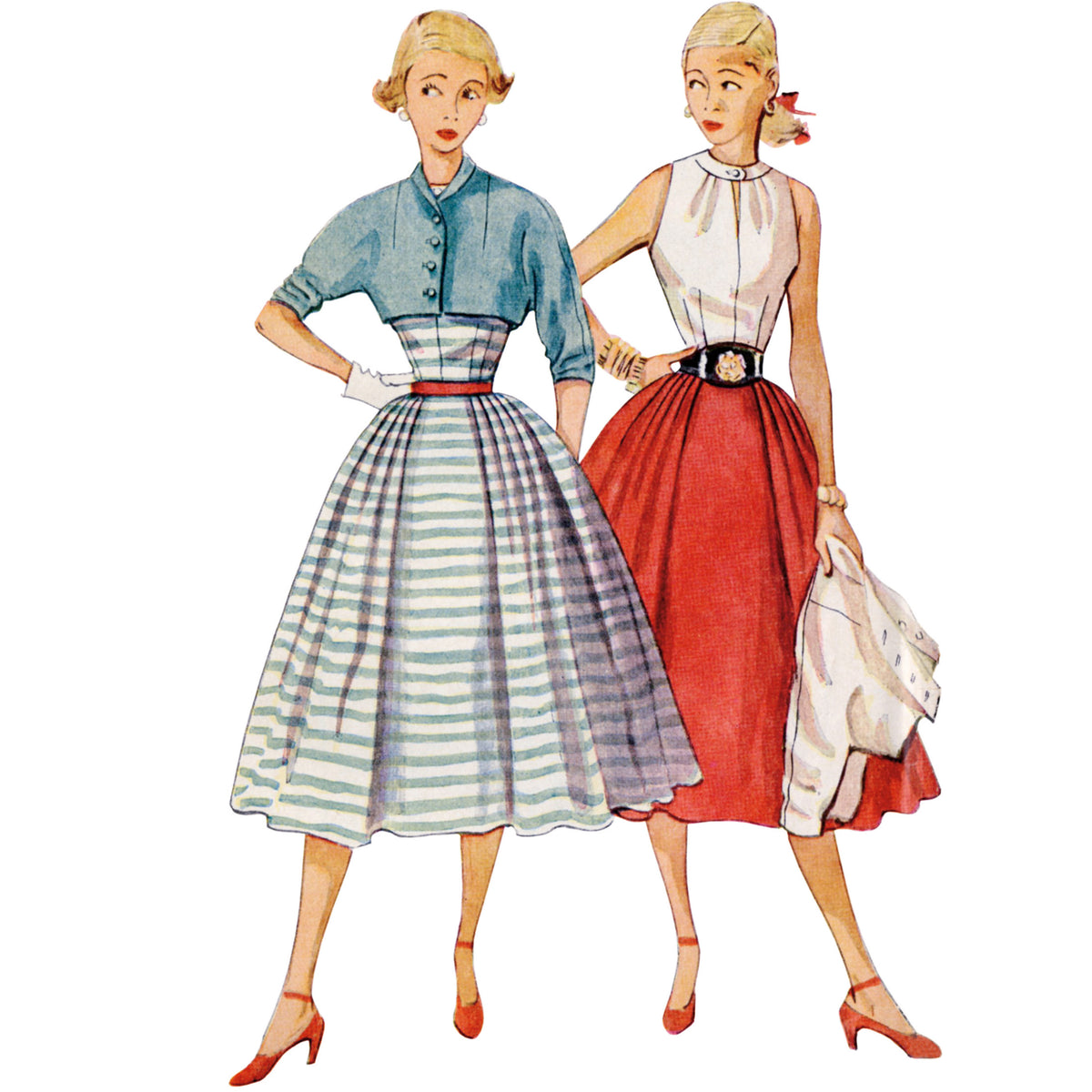 Simplicity S9699 sewing pattern envelope showing vintage skirt, blouse and jacket
