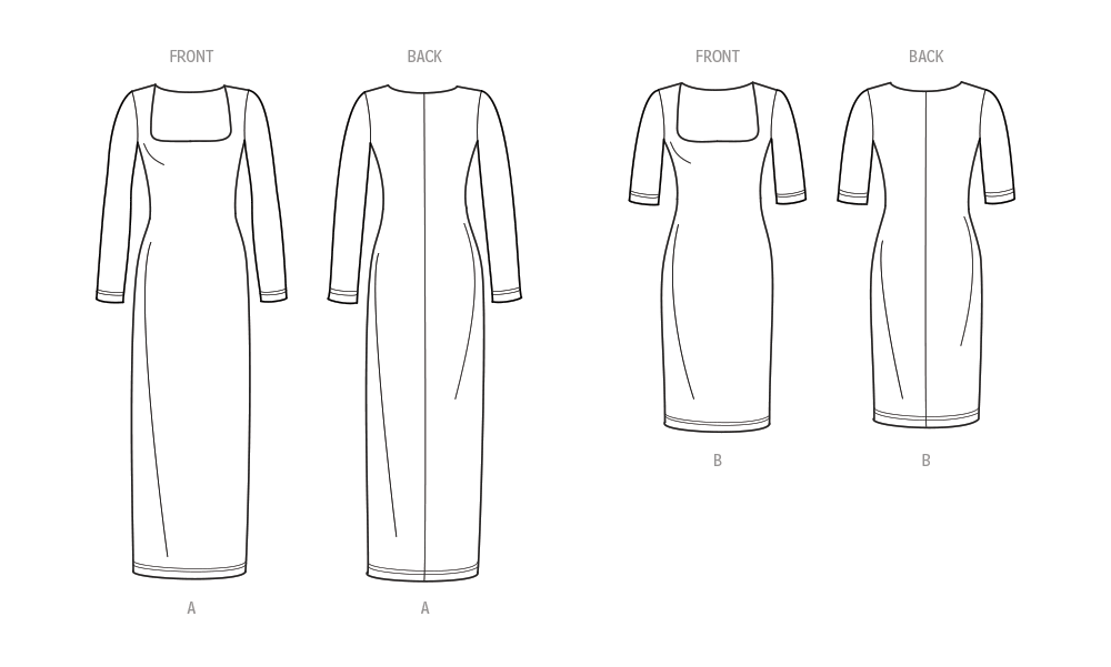 Simplicity S9701 sewing pattern envelope showing square neck dress