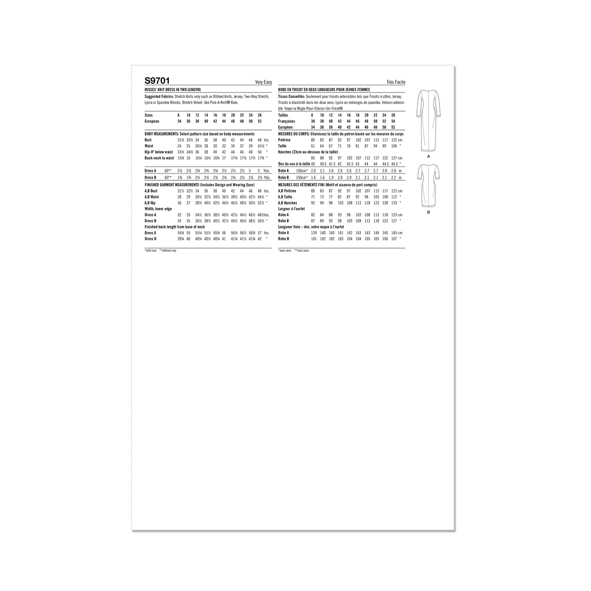 Simplicity S9701 sewing pattern envelope showing square neck dress