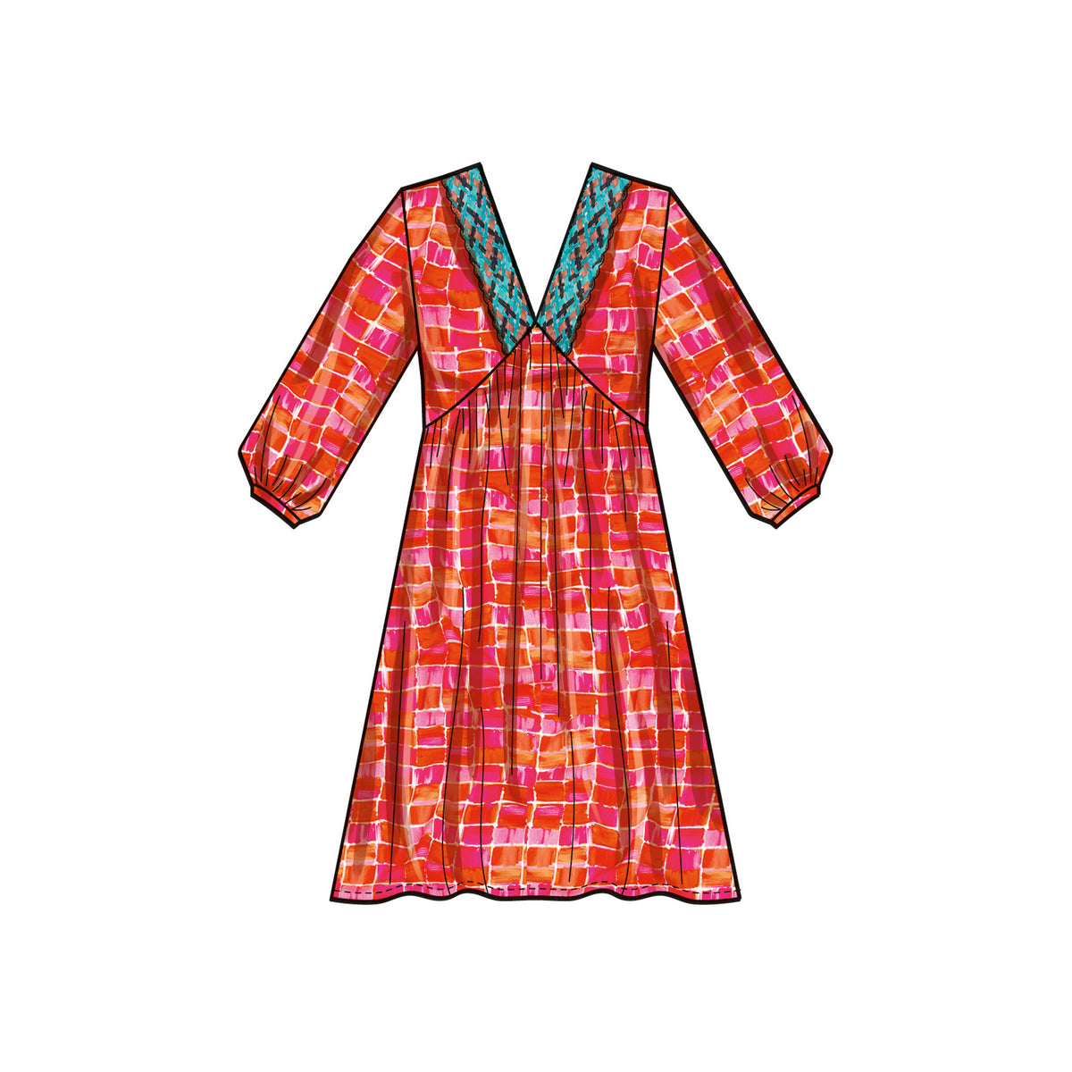 Simplicity S9702 sewing pattern envelope showing dress with side pockets