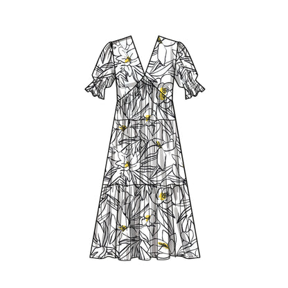 Simplicity S9702 sewing pattern envelope showing dress with side pockets