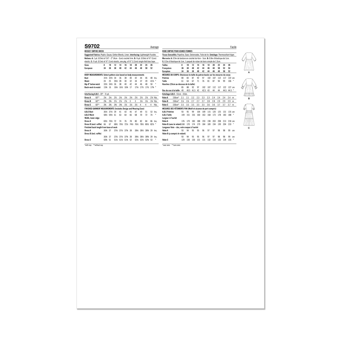 Simplicity S9702 sewing pattern envelope showing dress with side pockets