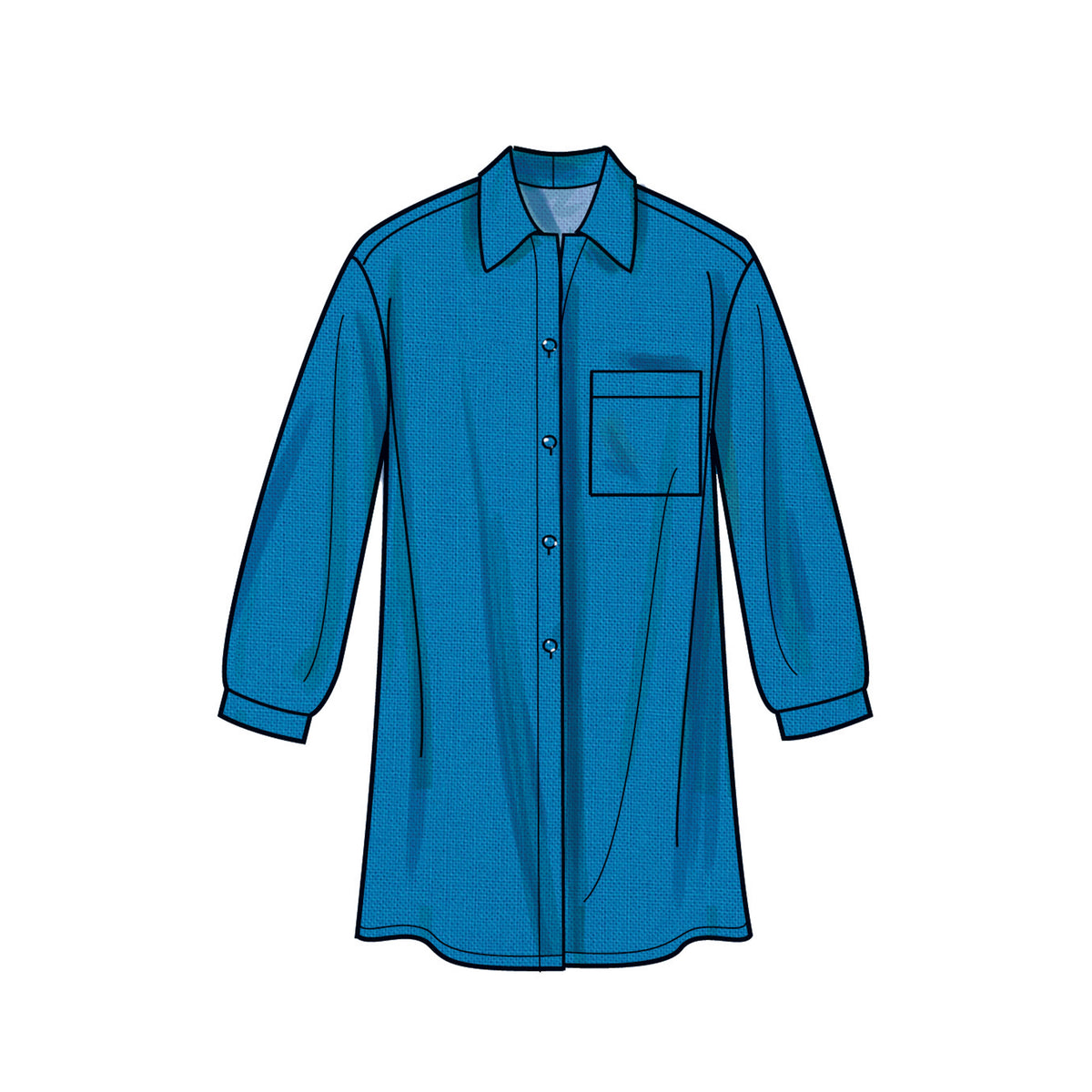 Simplicity S9707 sewing pattern envelope showing collared tops with buttoned cuffs