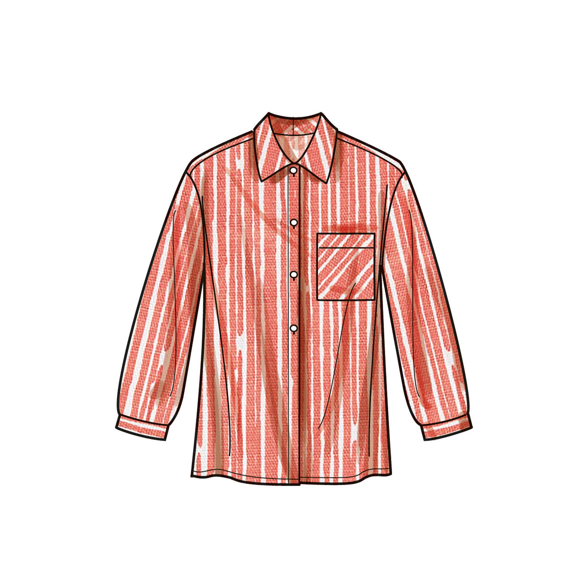 Simplicity S9707 sewing pattern envelope showing collared tops with buttoned cuffs