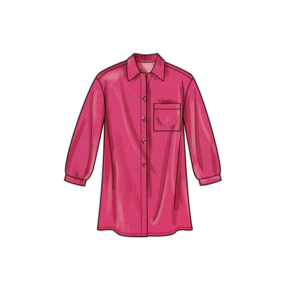 Simplicity S9708 sewing pattern envelope showing collared tops with buttoned cuffs