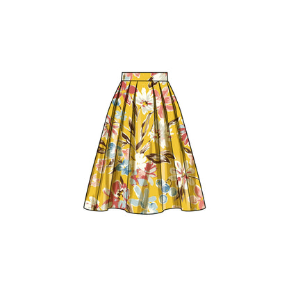 Simplicity S9711 sewing pattern envelope showing skirts and trousers with a contoured waistband