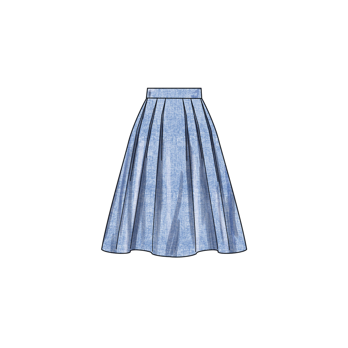 Simplicity S9712 sewing pattern envelope showing skirts and trousers with a contoured waistband