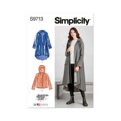 Simplicity S9713 sewing pattern envelope showing jacket with side seam pockets