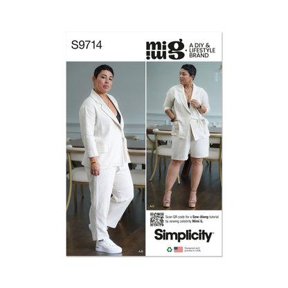 Simplicity S9714 sewing pattern envelope showing casual wear with a side tie