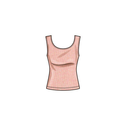 Simplicity S9717 sewing pattern envelope showing knit top, cardigan and skirt