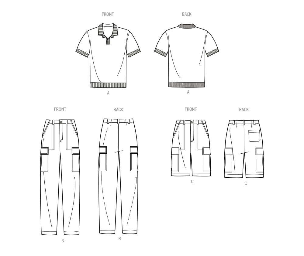 Simplicity S9718 sewing pattern envelope showing knit top with rib trim