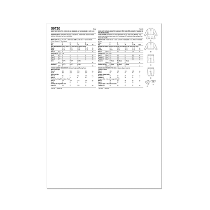Simplicity S9720 sewing pattern envelope showing baby casual wear
