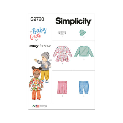 Simplicity S9720 sewing pattern envelope showing baby casual wear