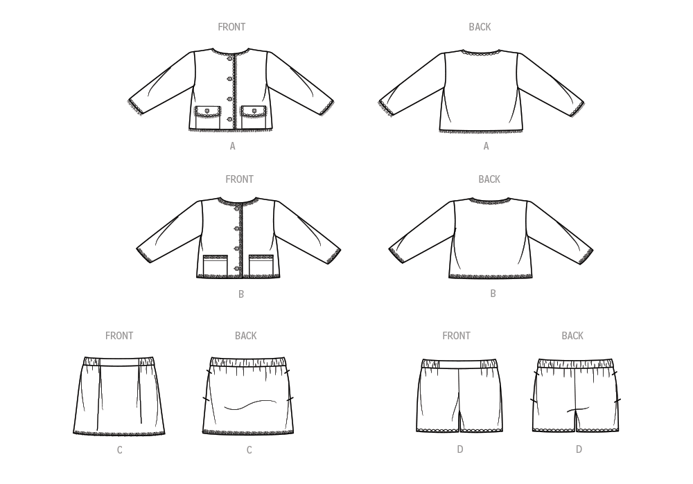 Simplicity S9721 sewing pattern envelope showing girls' casual wear