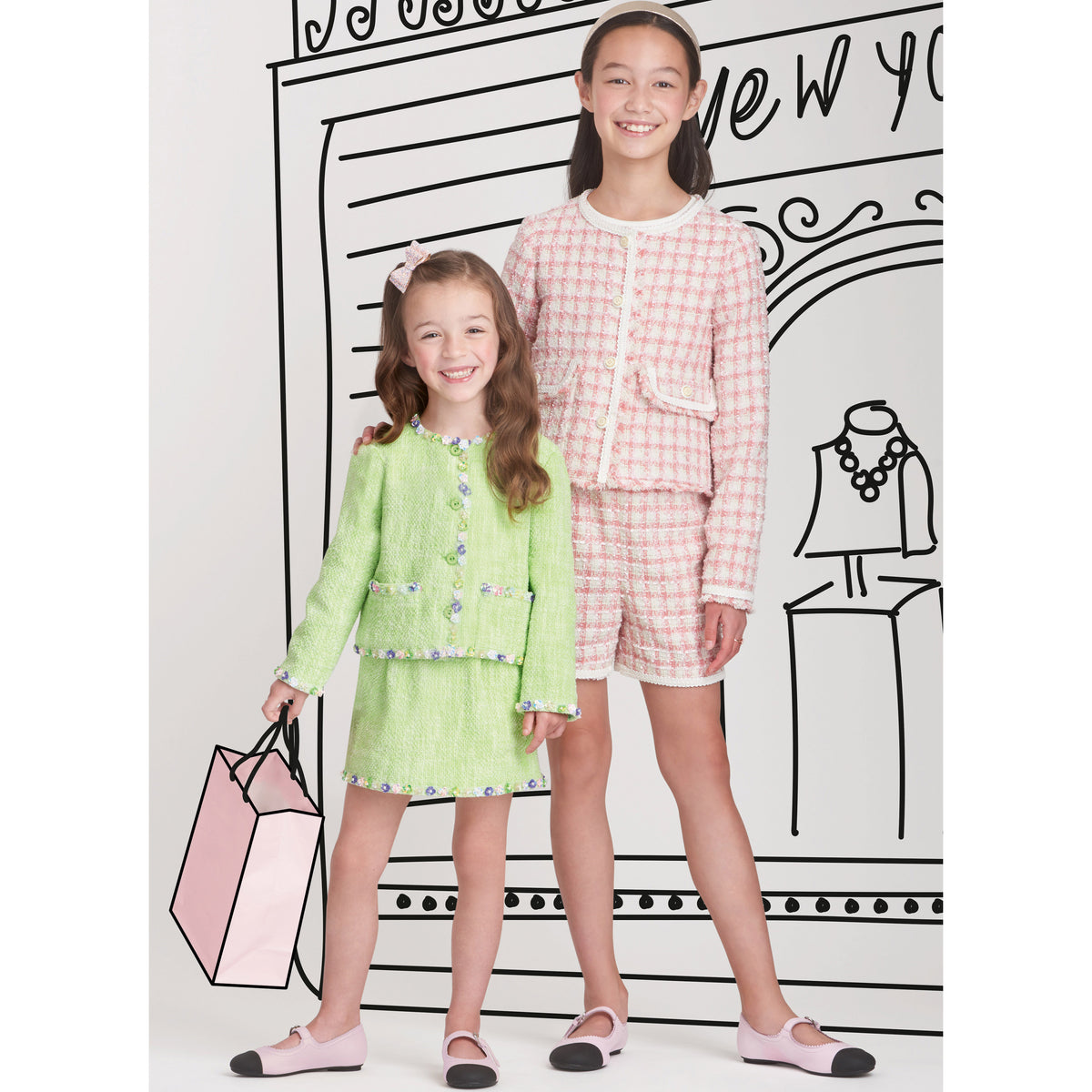 Simplicity S9721 sewing pattern envelope showing girls' casual wear