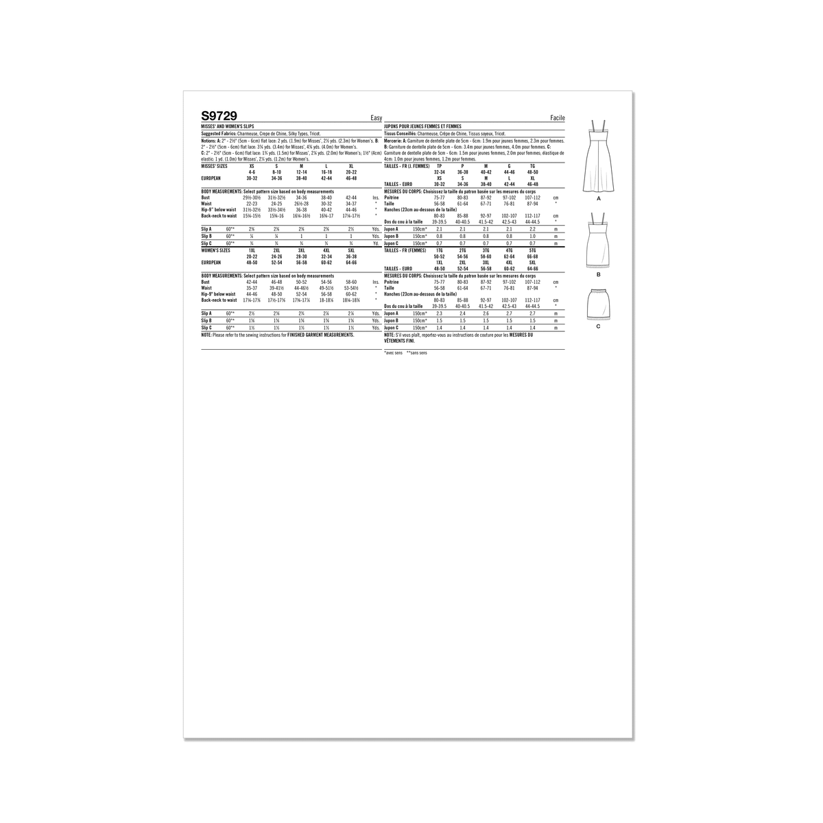 Simplicity S9729 sewing pattern envelope showing plus size sleepwear