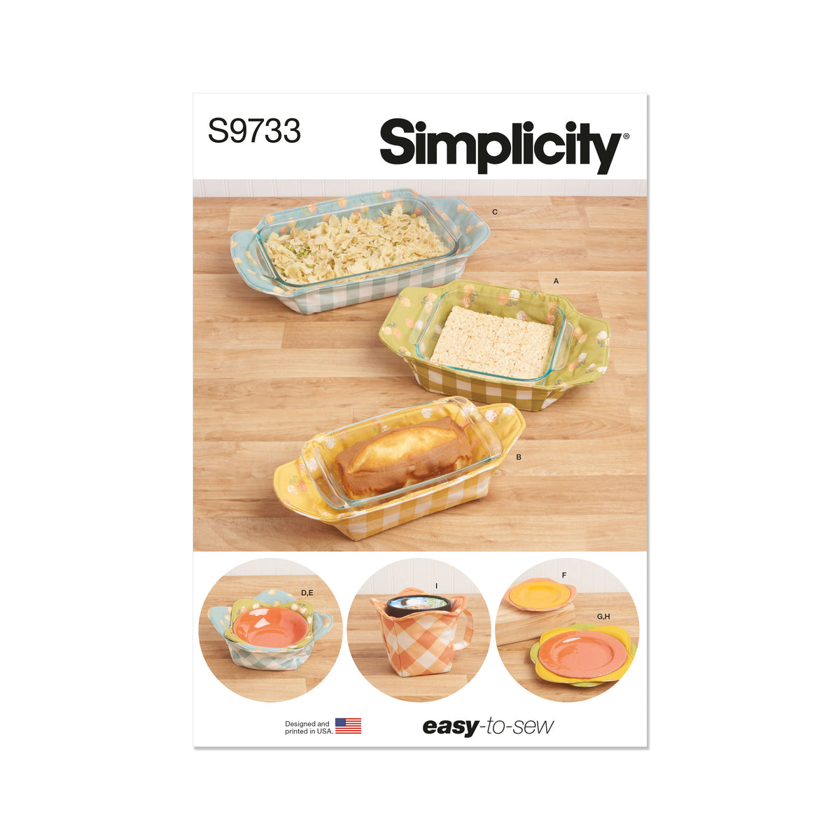Simplicity S9733 sewing pattern envelope showing kitchen cosies