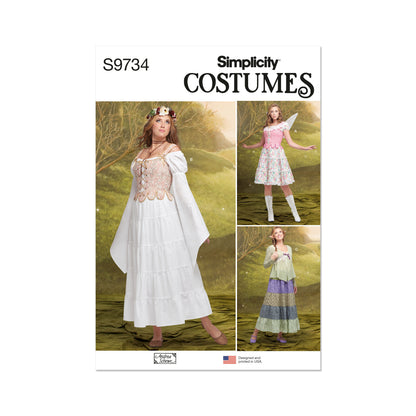 Simplicity S9734 sewing pattern envelope showing a women's fairycore costume