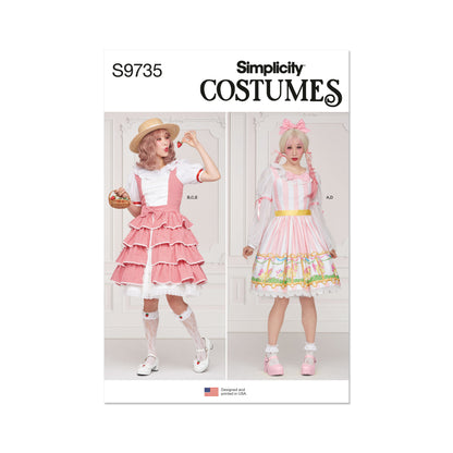 Simplicity S9735 sewing pattern envelope showing a women's costume