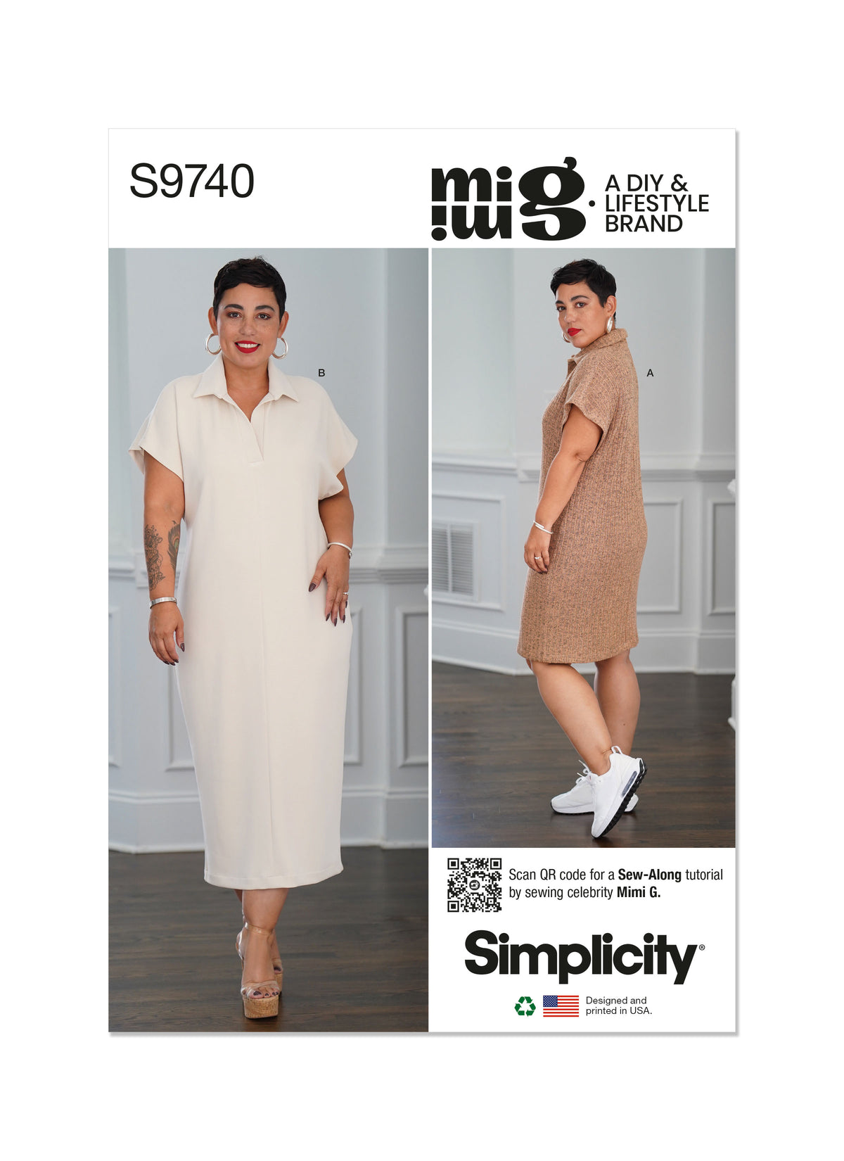 Simplicity S9740 sewing pattern envelope showing a women's dress