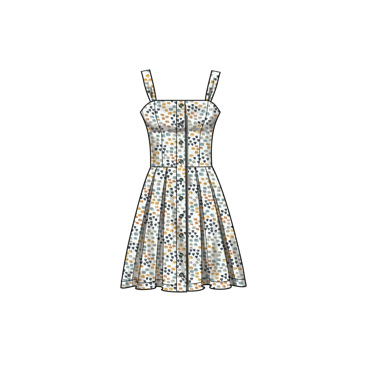 Simplicity S9743 sewing pattern envelope showing a plus size dress