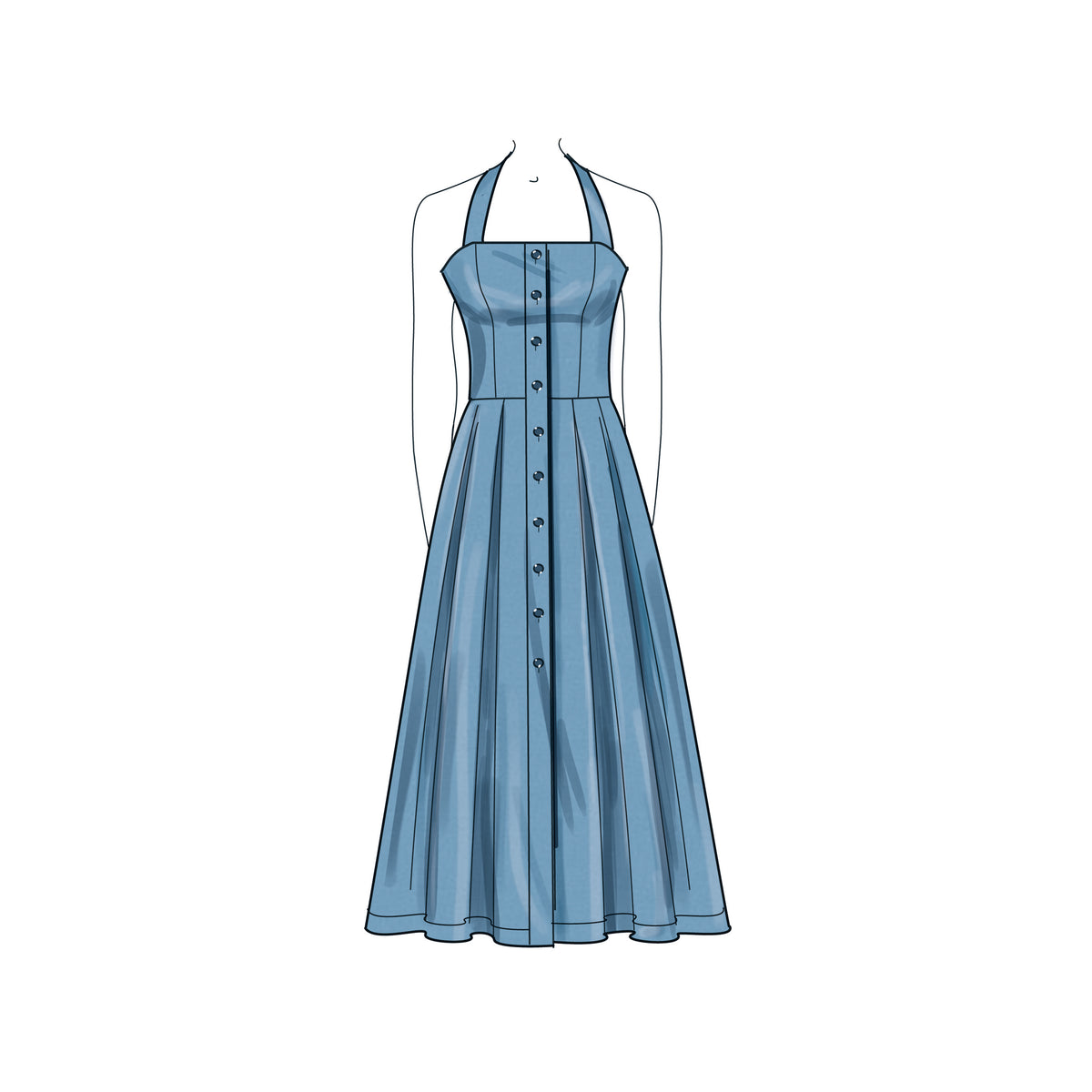 Simplicity S9743 sewing pattern envelope showing a plus size dress