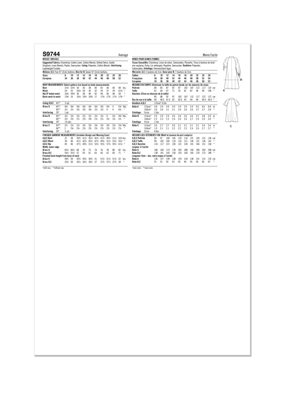 Simplicity S9744 sewing pattern envelope showing a women's dress