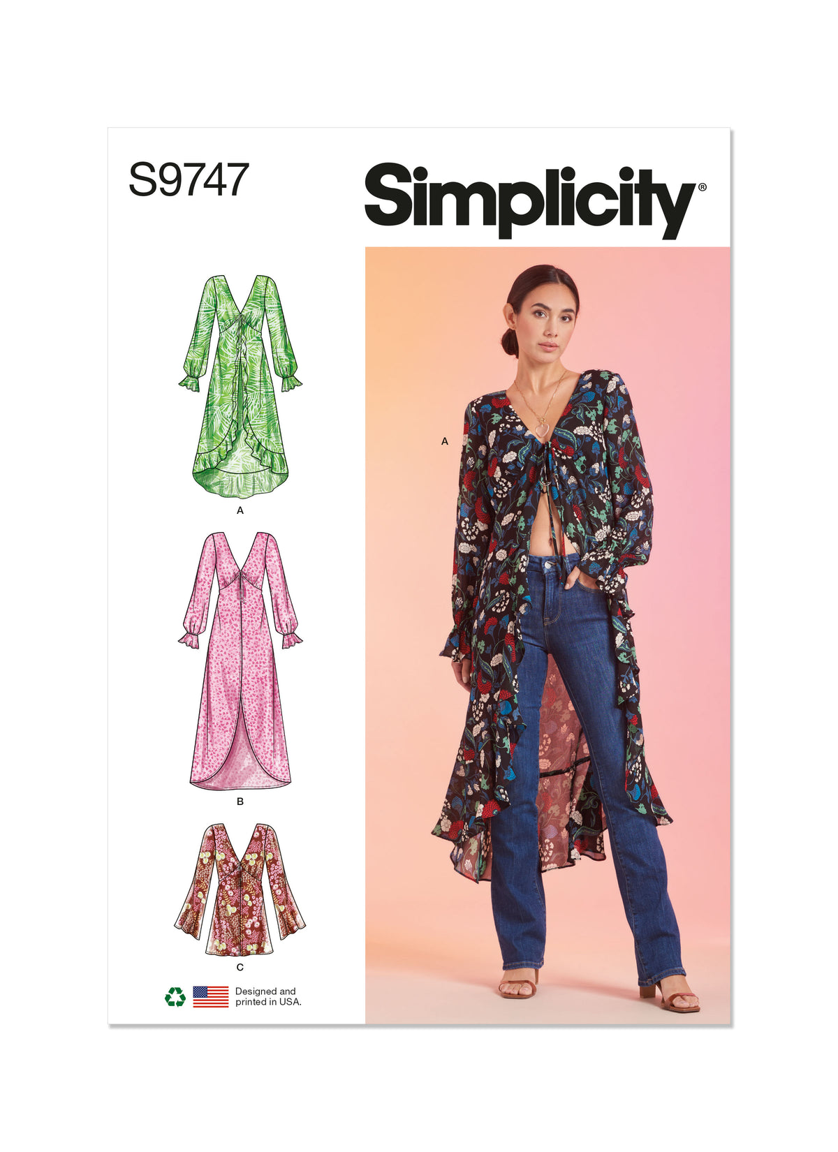 Simplicity S9747 sewing pattern envelope showing a women's top or vest