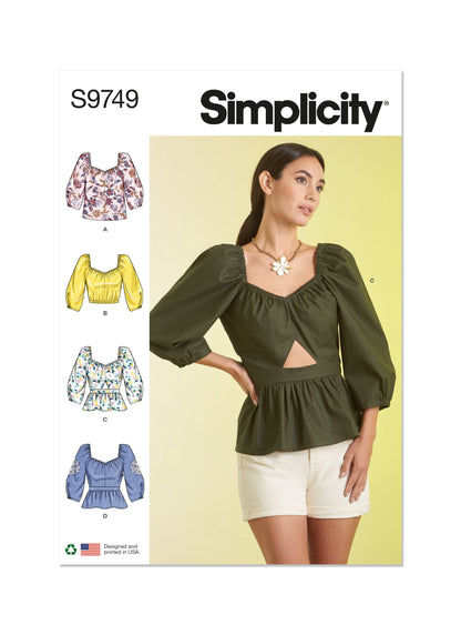 Simplicity S9749 sewing pattern envelope showing a women's top or vest