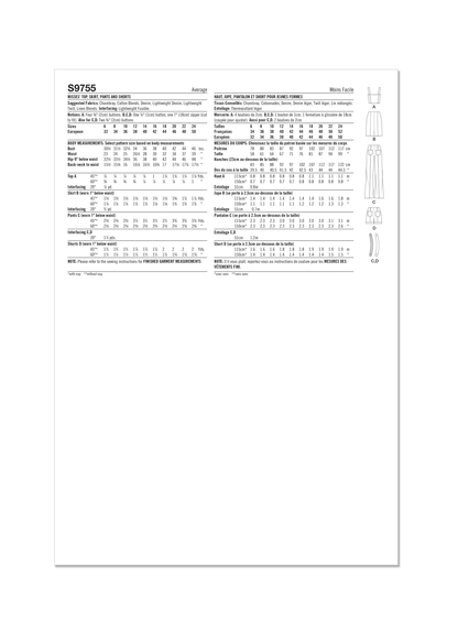 Simplicity S9755 sewing pattern envelope showing a women's button-front crop top