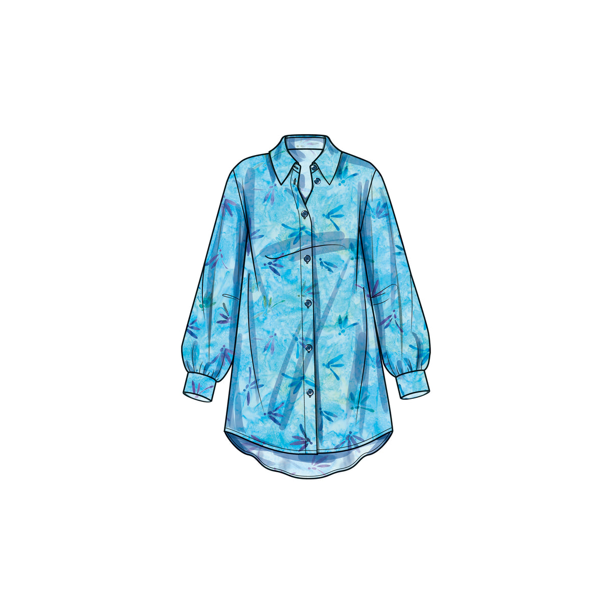 Simplicity S9756 sewing pattern envelope showing a collared shirt