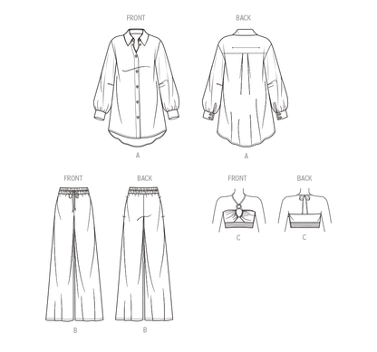 Simplicity S9756 sewing pattern envelope showing a collared shirt