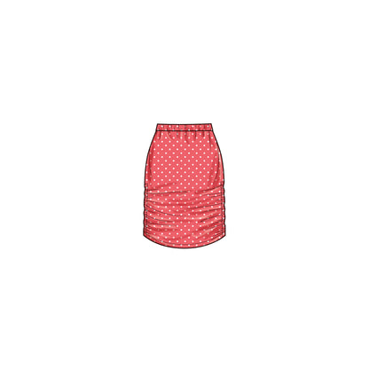 Simplicity S9757 sewing pattern envelope showing knit tops and skirts