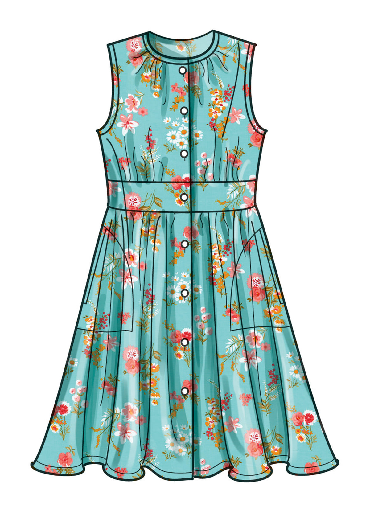 Simplicity S9761 sewing pattern envelope showing a dress, top and trousers