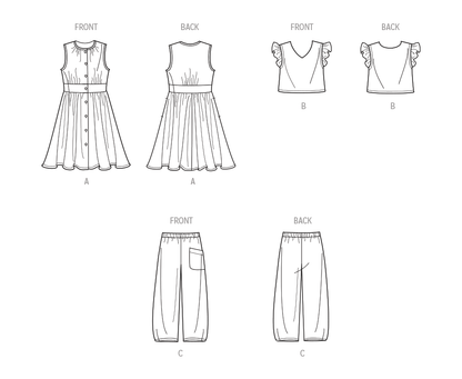 Simplicity S9761 sewing pattern envelope showing a dress, top and trousers