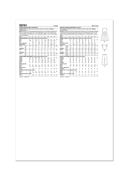 Simplicity S9761 sewing pattern envelope showing a dress, top and trousers