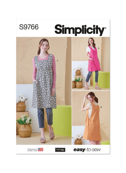 Simplicity S9766 sewing pattern envelope showing aprons