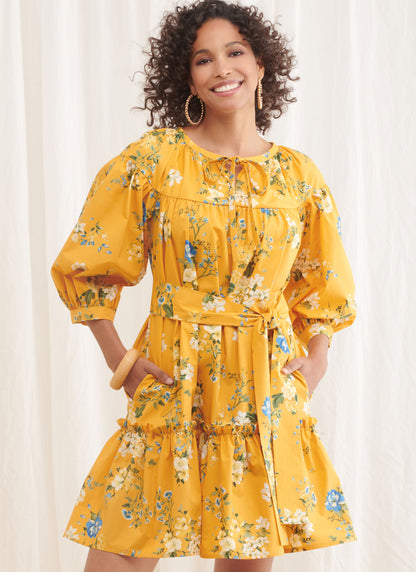 Simplicity S9780 sewing pattern envelope showing a flounced dress