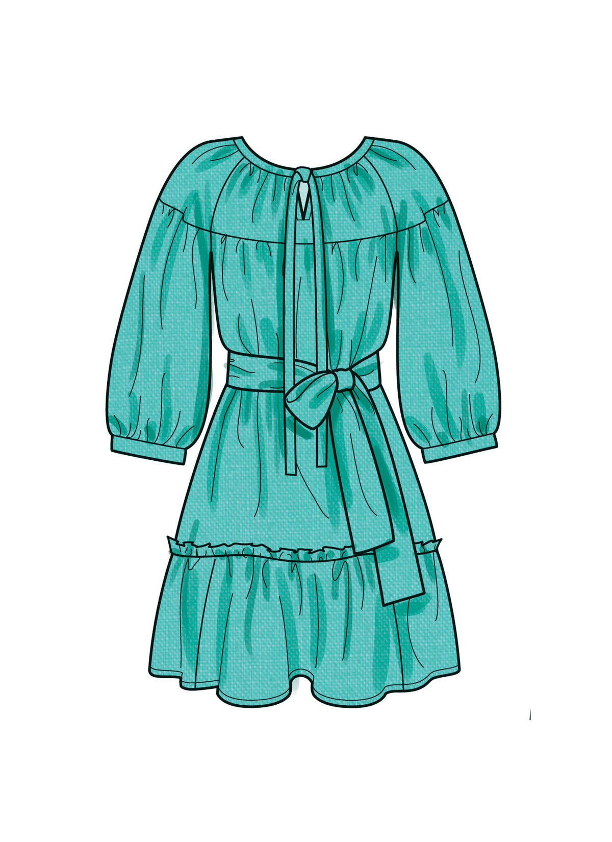 Simplicity S9780 sewing pattern envelope showing a flounced dress