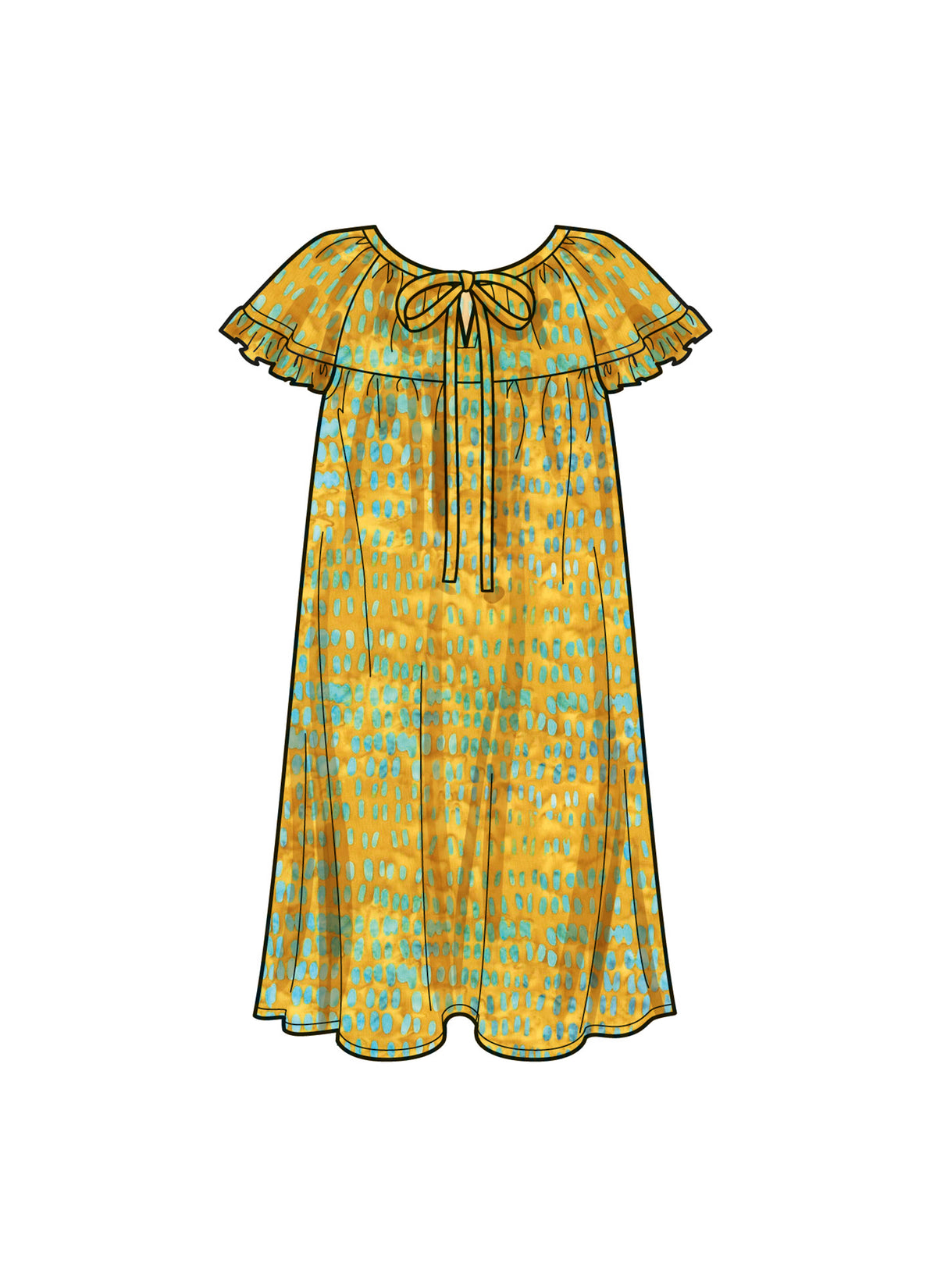 Simplicity S9780 sewing pattern envelope showing a flounced dress