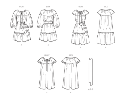 Simplicity S9780 sewing pattern envelope showing a flounced dress