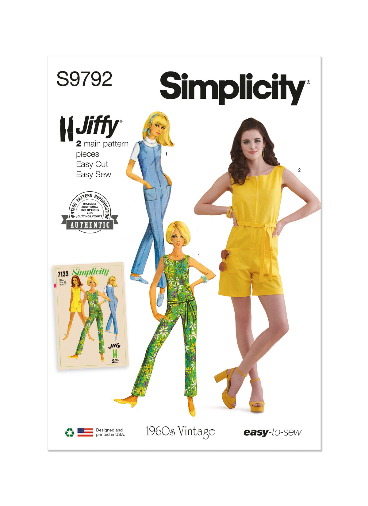 Simplicity S9792 sewing pattern envelope showing casual wear with front zip and tie belt