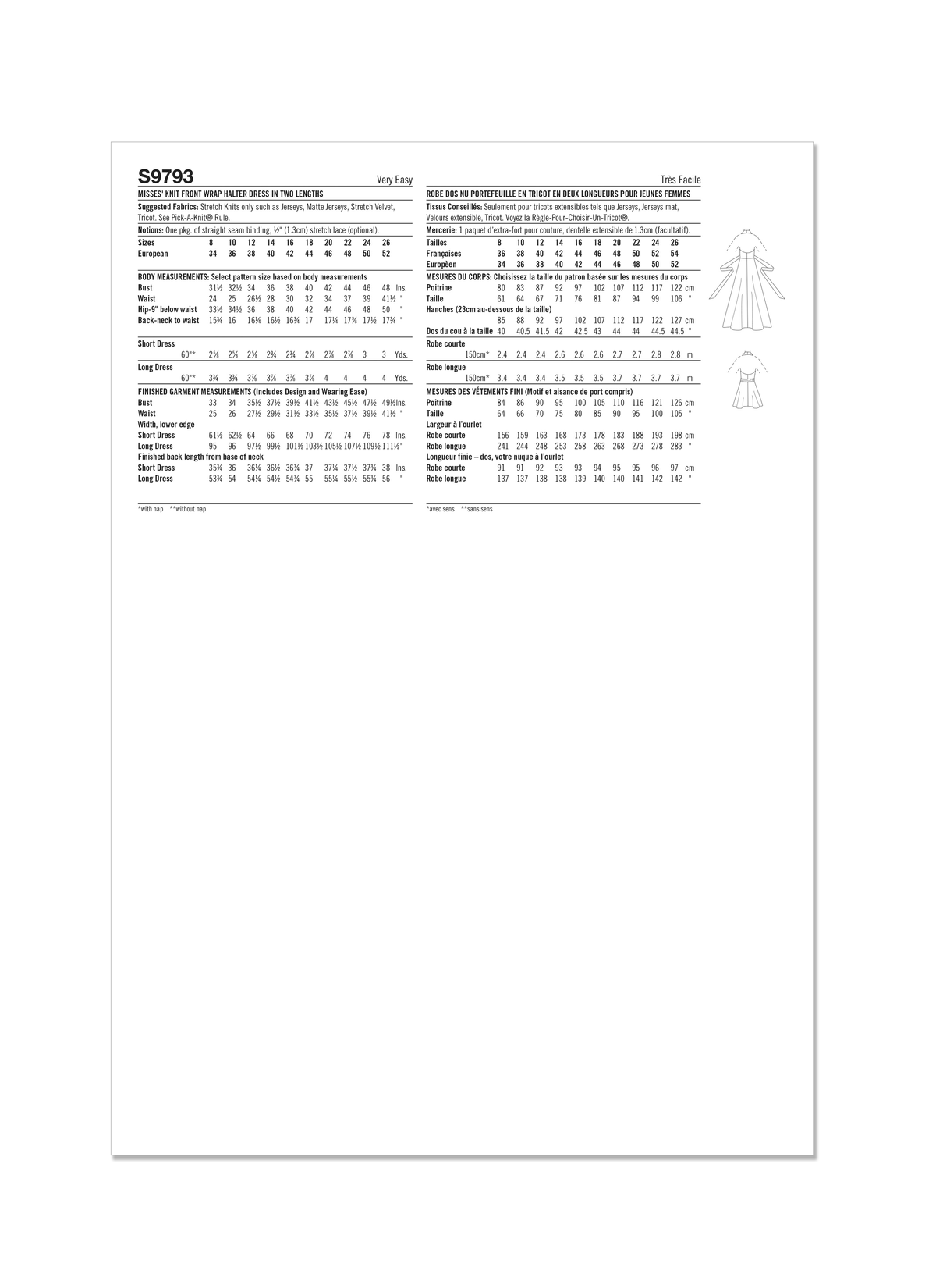 Simplicity sewing pattern S9793 envelope showing misses' dress designs