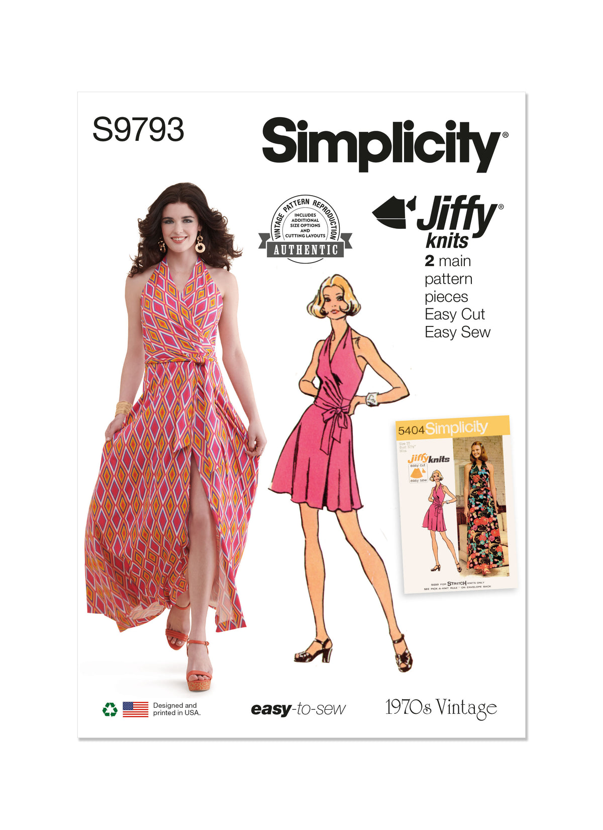 Simplicity sewing pattern S9793 envelope showing misses' dress designs